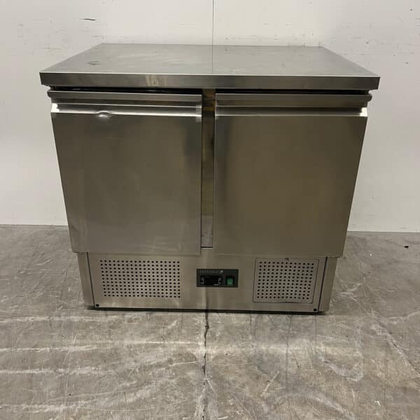 Tefcold-Kühlwerkbank aus Edelstahl, 2 Türen, 90 cm, 230 V, Gastronomie