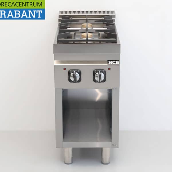 HCB Edelstahl-Gasherd mit 2 Kochstellen / Brennern, 13 kW, 40 cm, Gastronomie