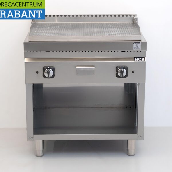 HCB Edelstahl-Backblech, gerippt, 13 kW, 80 cm, GAS, Gastronomie