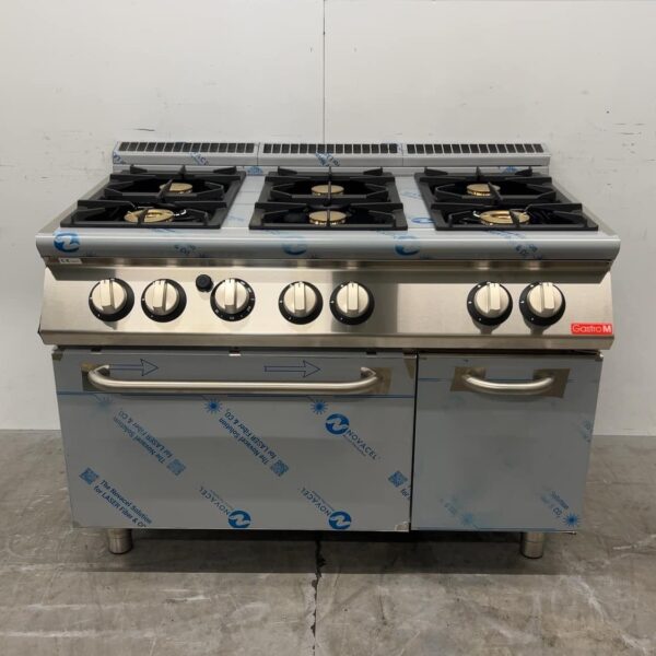 6-Flammen-Gasherd mit Backofen, 120 x 77 x 86 cm, Gastronomie