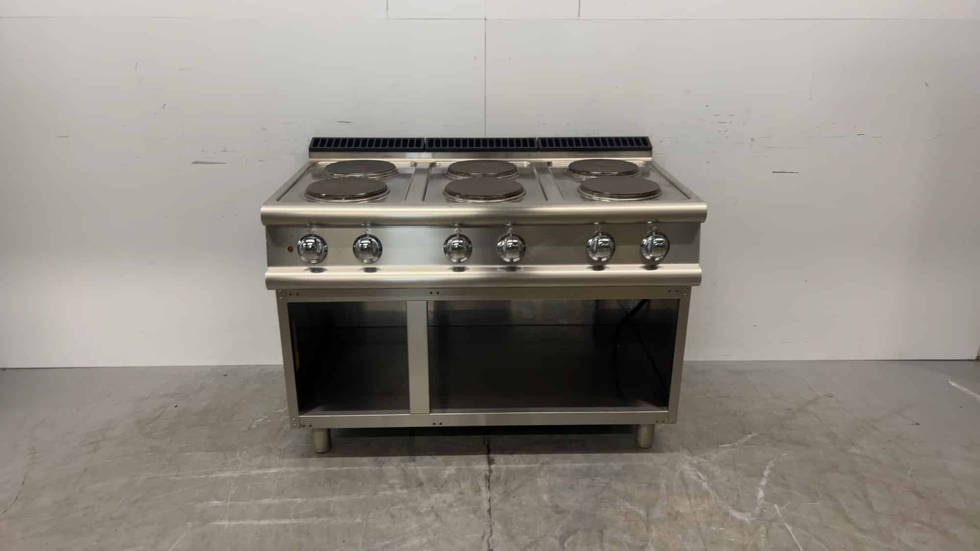 Edelstahl-Elektroherd Baron Q70PCV/E120 mit 6 Kochstellen, 120 x 72 x 84,5 cm, 400 V, Gastronomie